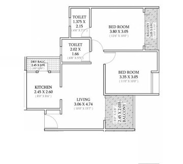  2 BHK Apartment at Basil Mondale, Mundhwa – for Rent