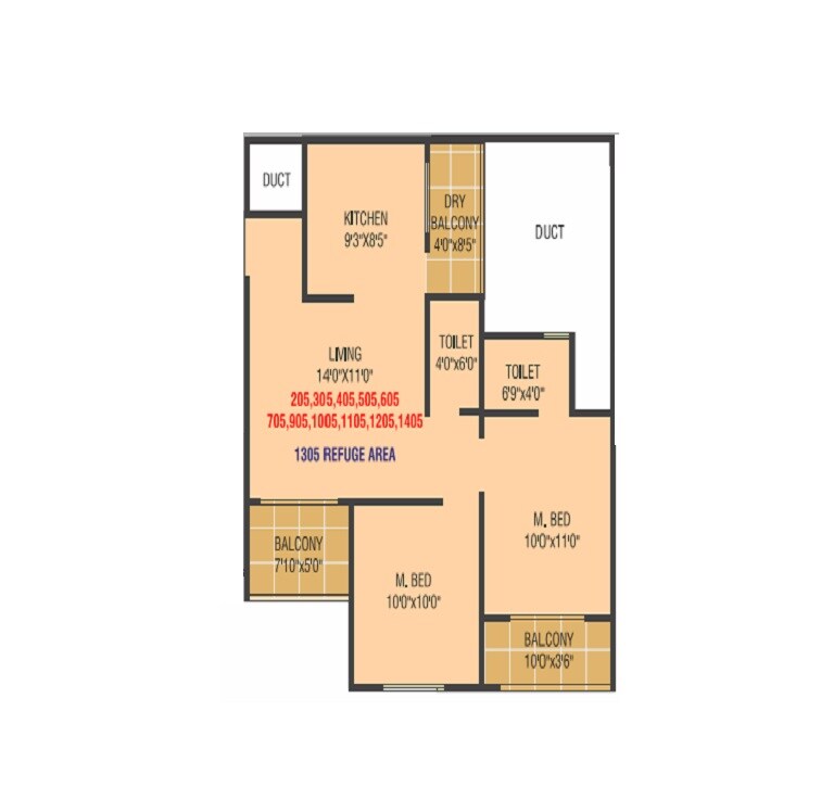 2 BHK 680 Sq. Ft. Apartment