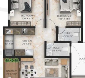 2 BHK 452 Sq. Ft. Apartment in Belmont Aster
