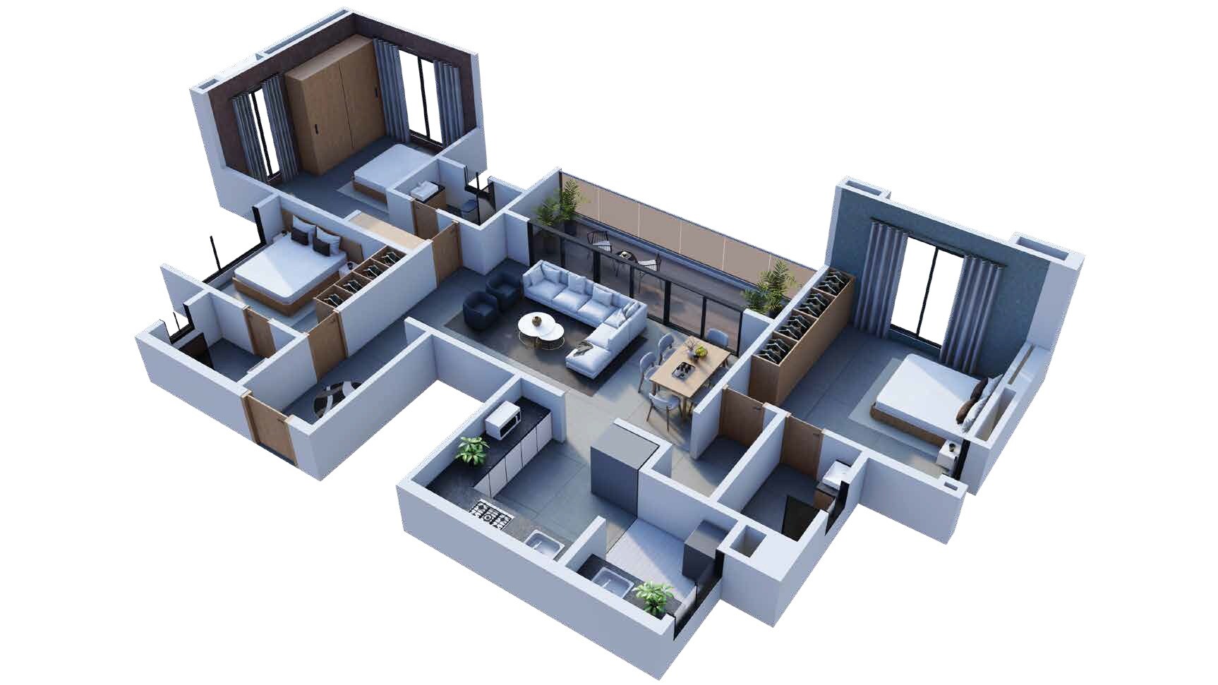 3 BHK 1363 Sq. Ft. Apartment