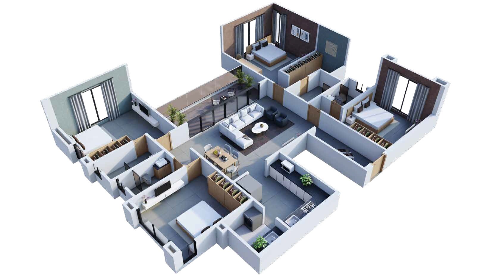 4 BHK 1895 Sq. Ft. Apartment