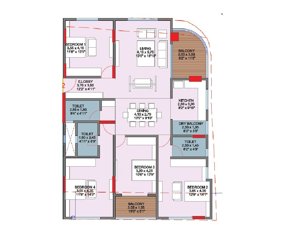 4 BHK 1586 Sq. Ft. Apartment