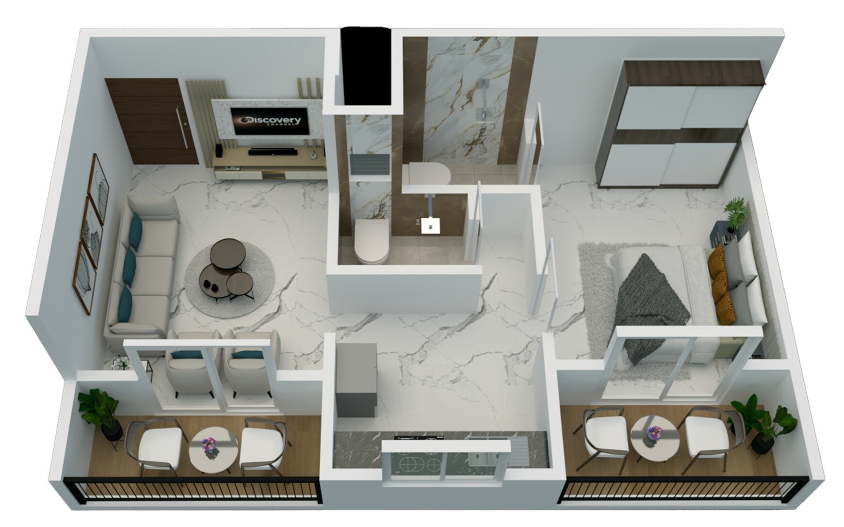 Floor plan of 1 BHK 525 Sq. Ft. Apartment in Bhagyalaxmi Chaitanya Complex, Pune