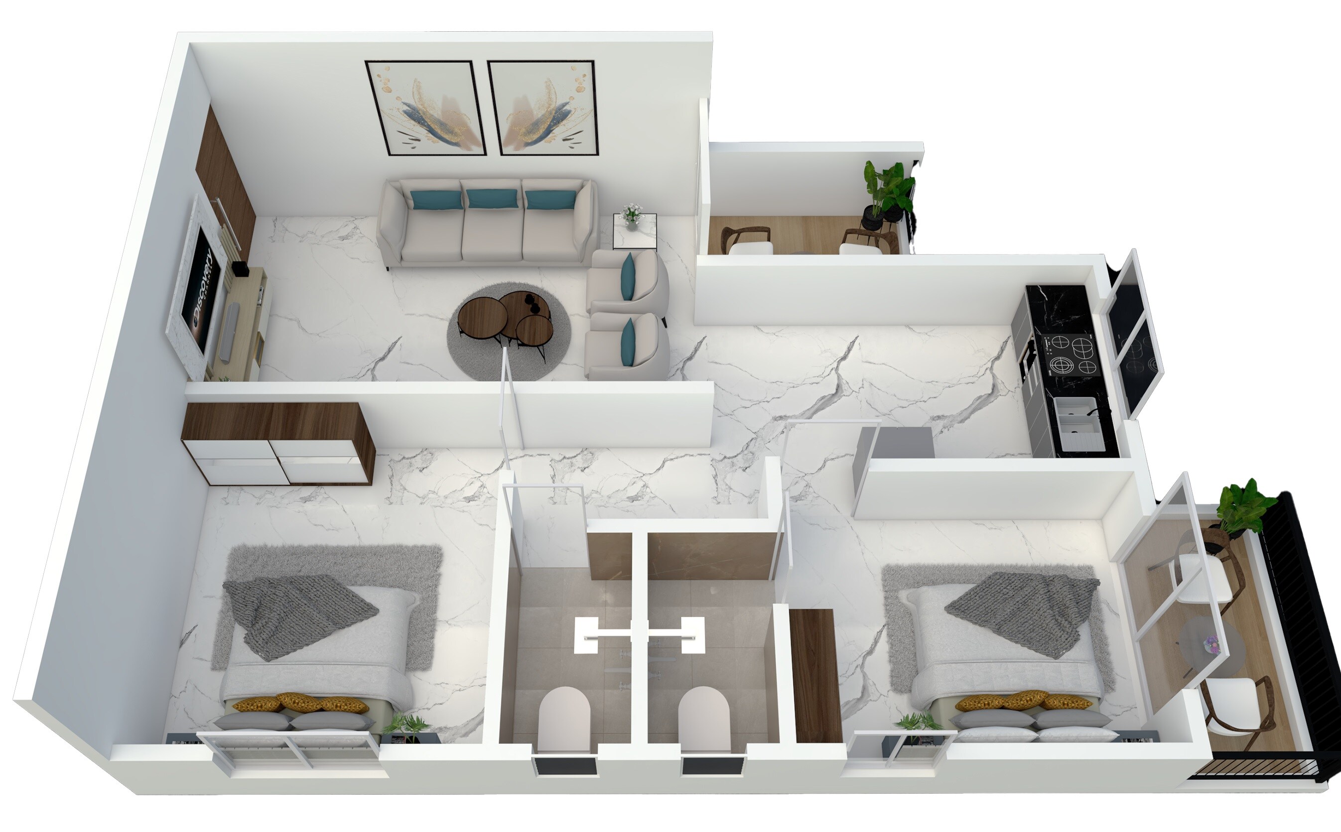 Floor plan of 2 BHK 751 Sq. Ft. Apartment in Bhagyalaxmi Chaitanya Complex, Pune
