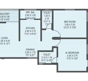 2 BHK 798 Sq. Ft. Apartment in Bhakti 28 Pearls