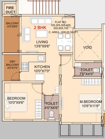  2 BHK Apartment at Bhakti Bhosale Empire, Kiwale – for Sale