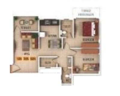 Floor plan of 2 BHK 968 Sq. Ft. Apartment in Bhaktisagar Rajveer Galaxy, Pune