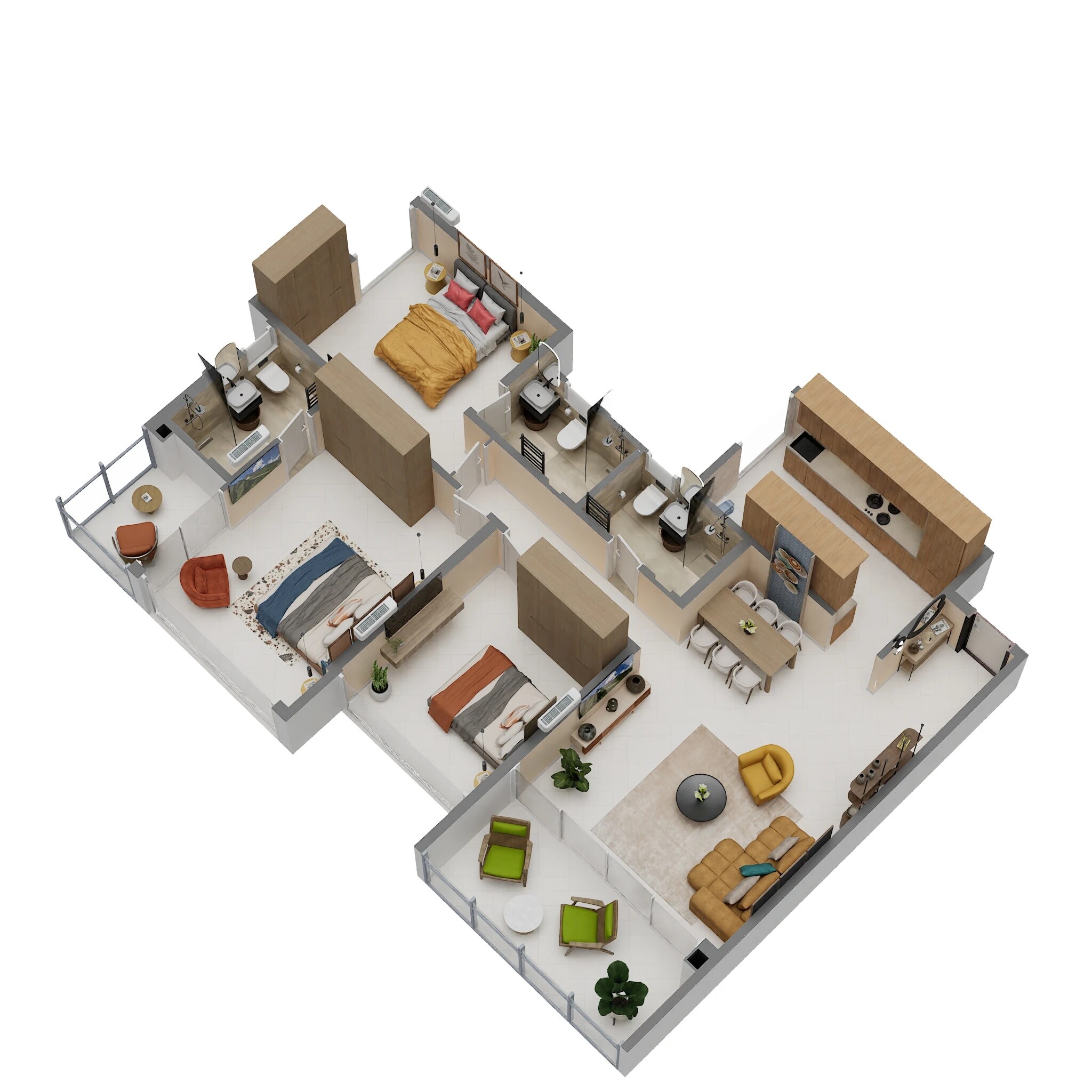 3 BHK 1210 Sq. Ft. Apartment
