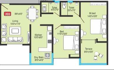 bhandari greenfield phase ii apartment 2 bhk 967sqft 20215005155049