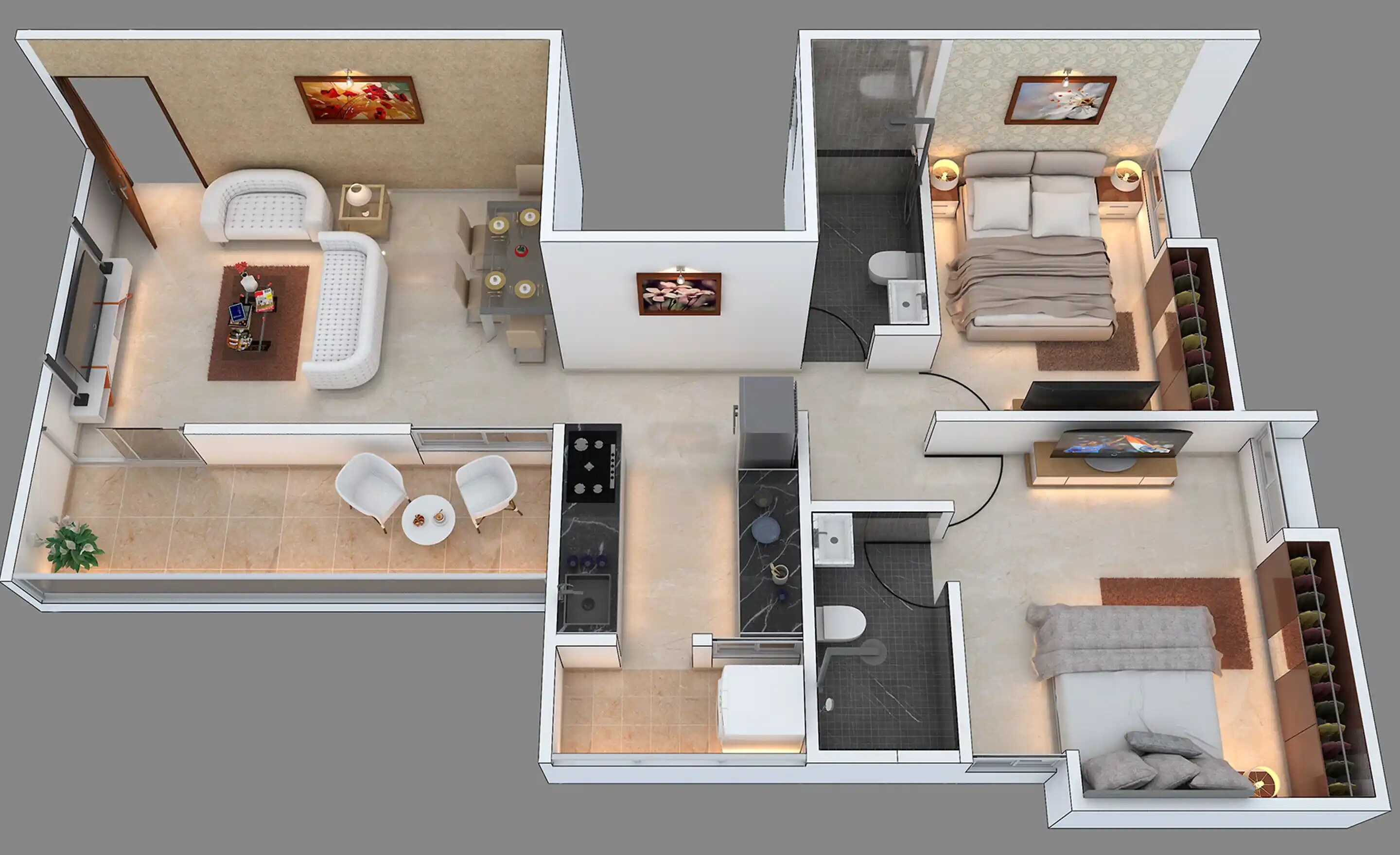 2 BHK 789 Sq. Ft. Apartment