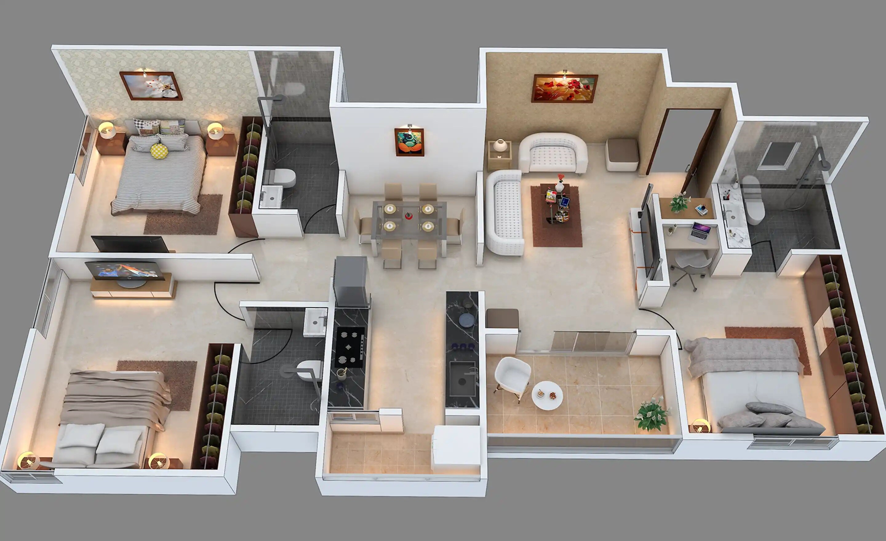 3 BHK 1065 Sq. Ft. Apartment