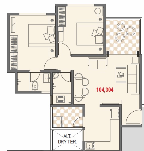 2 BHK 451 Sq. Ft. Apartment in Bhandari Swaraj