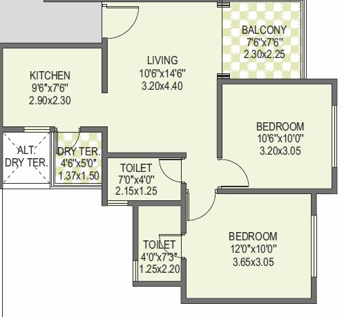 2 BHK 464 Sq. Ft. Apartment