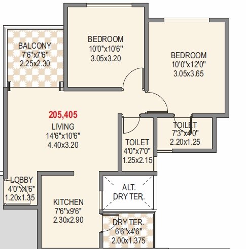 2 BHK 483 Sq. Ft. Apartment