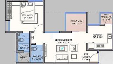 Floor plan of 1 BHK 332 Sq. Ft. Apartment in Bhansali Aundh Riviera, Pune
