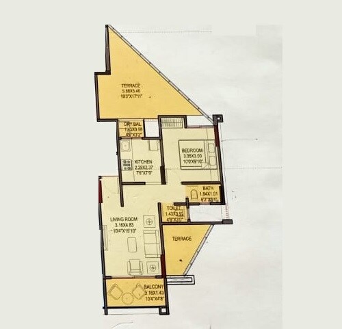 1 BHK 524 Sq. Ft. Apartment