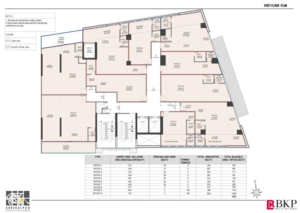 Floor plan of 607 Sq. Ft. Office Space in Bhargav Stella, Pune