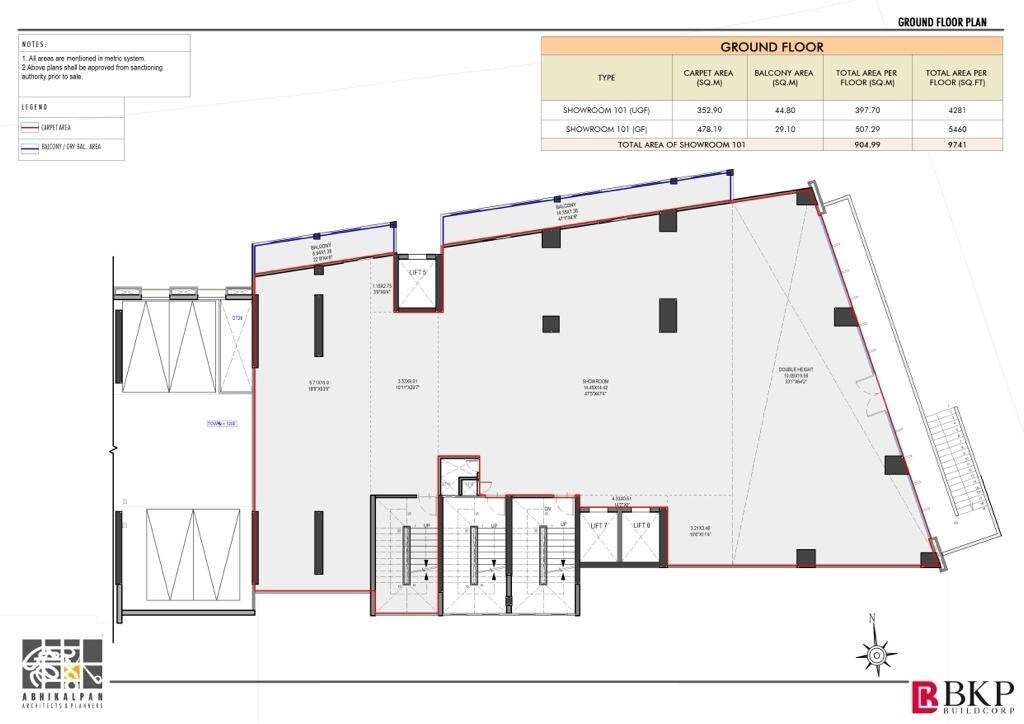 Floor plan of 9741 Sq. Ft. Retail Shop in Bhargav Stella, Pune