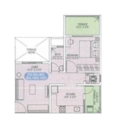 Floor plan of 1 BHK 473 Sq. Ft. Apartment in Bhosale Pride, Pune