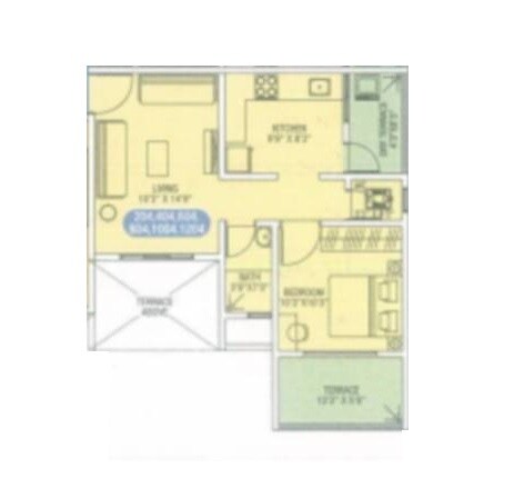 Floor plan of 1 BHK 523 Sq. Ft. Apartment in Bhosale Pride, Pune