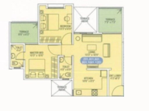 Floor plan of 2 BHK 628 Sq. Ft. Apartment in Bhosale Pride, Pune