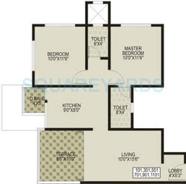 Floor plan of 2 BHK 902 Sq. Ft. Apartment in Bhujbal Valay, Pune