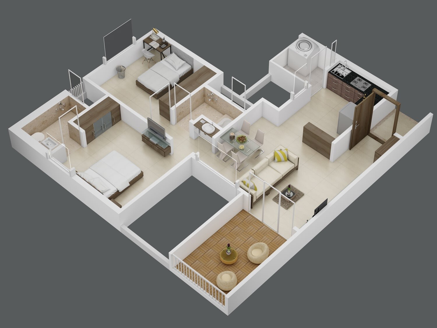 Floor plan of 2 BHK 787 Sq. Ft. Apartment in Bhumi Silverio, Pune
