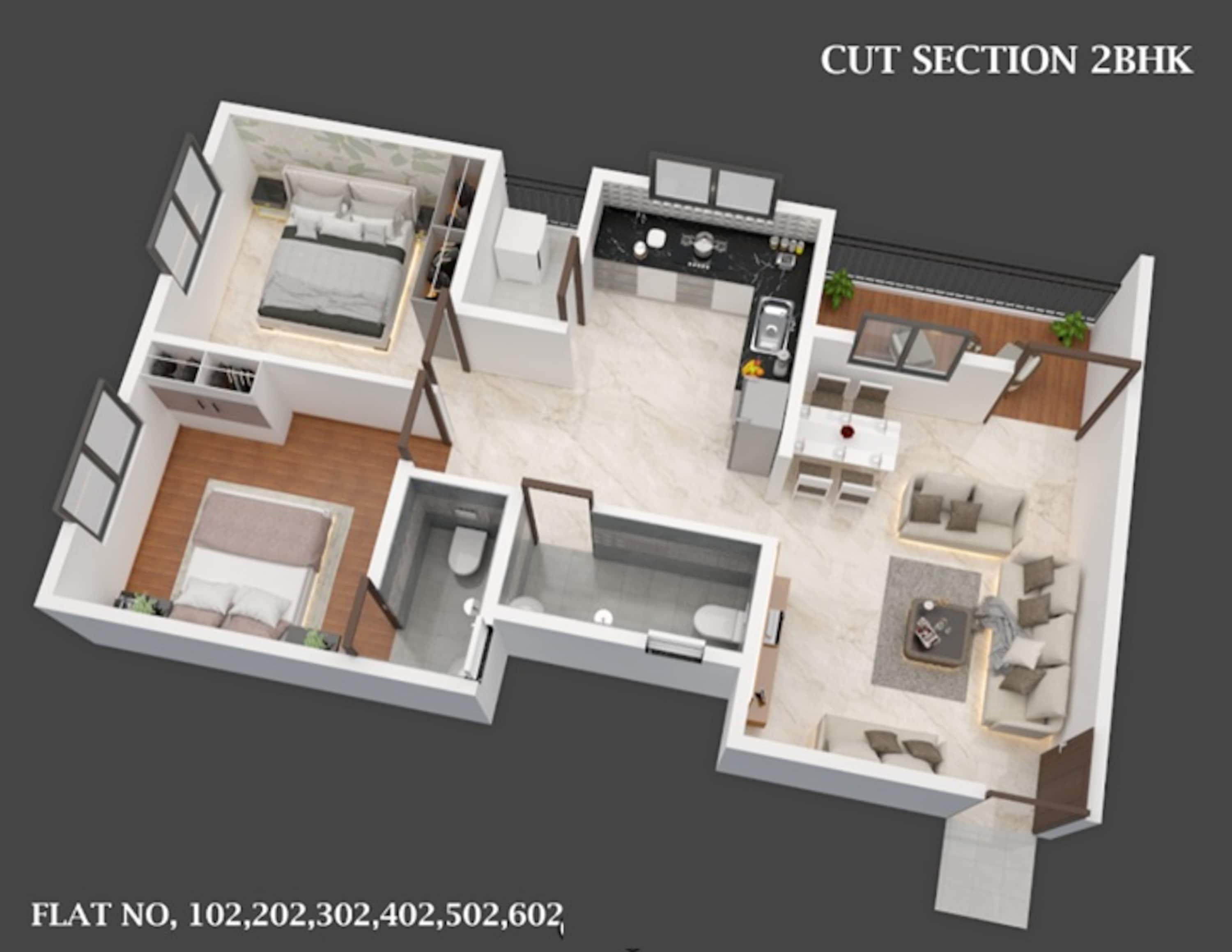2 BHK 607 Sq. Ft. Apartment in Bhupati Sai Nirmal