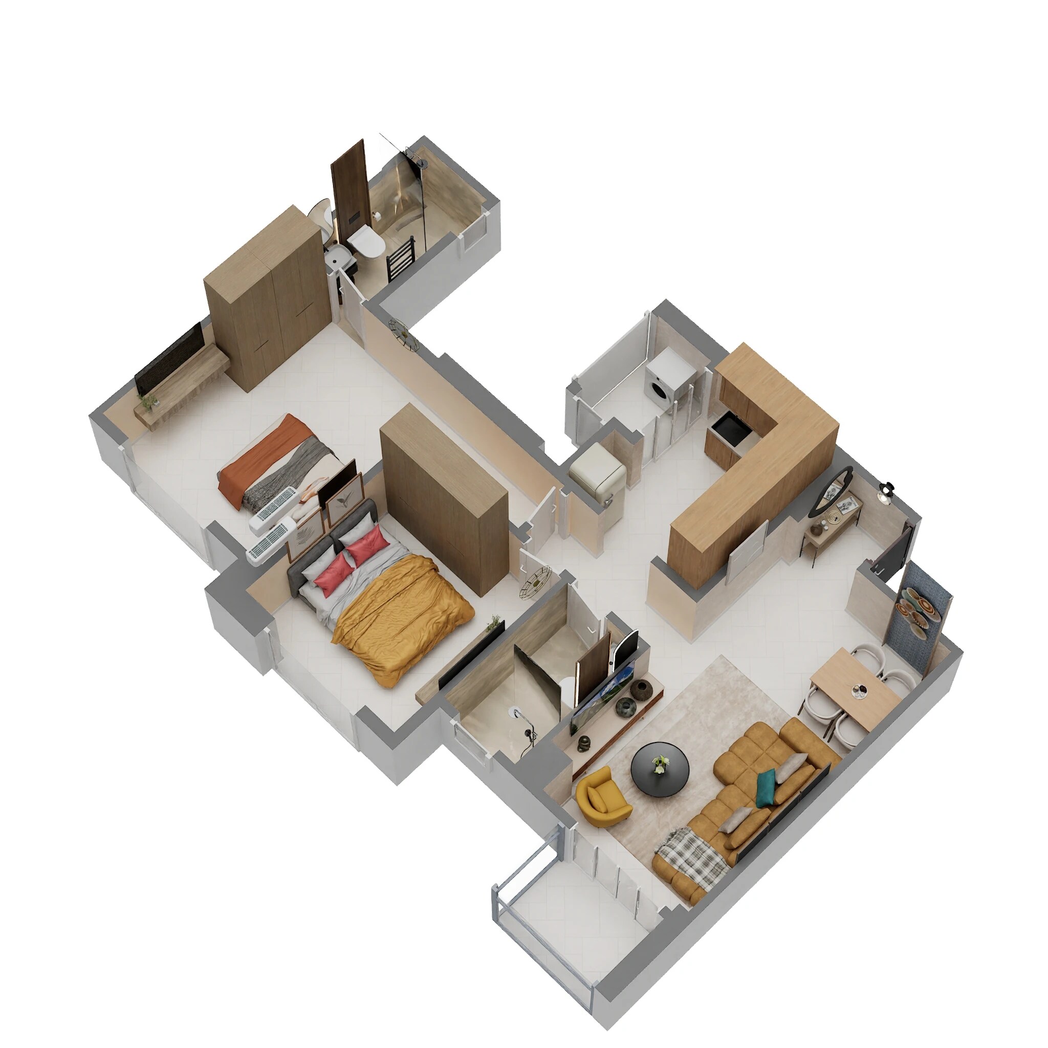 Floor plan of 2 BHK 723 Sq. Ft. Apartment in Birla Evam, Pune
