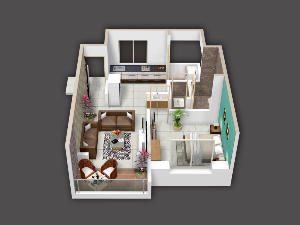 Floor plan of 1 BHK 465 Sq. Ft. Apartment in BK Chavan Paradise, Pune