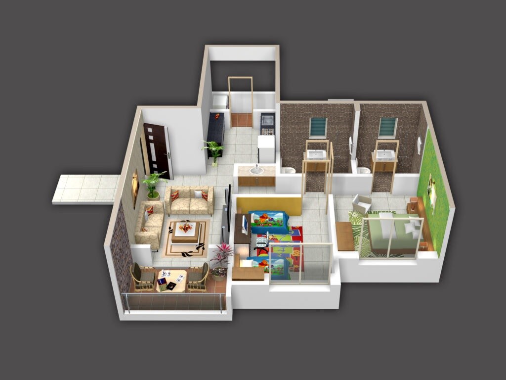 Floor plan of 2 BHK 551 Sq. Ft. Apartment in BK Chavan Paradise, Pune