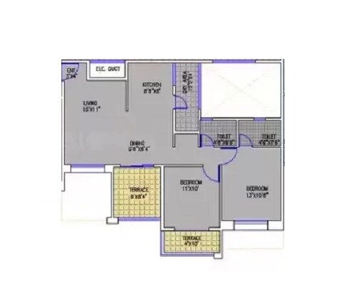 Floor plan of 2 BHK 750 Sq. Ft. Apartment in BK Jhala Mahalunge Riviera, Pune