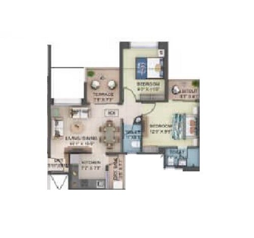 2 BHK 770 Sq. Ft. Apartment