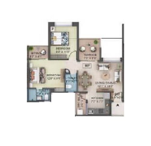 2 BHK 780 Sq. Ft. Apartment