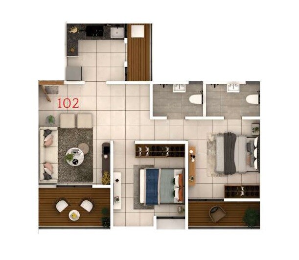 Floor plan of 1 BHK 440 Sq. Ft. Apartment in Bora Nova Stella, Pune