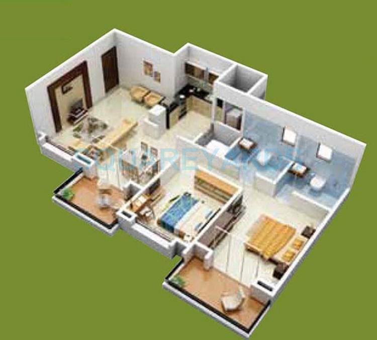 Floor plan of 2 BHK 1172 Sq. Ft. Apartment in Brahma Avenue, Pune
