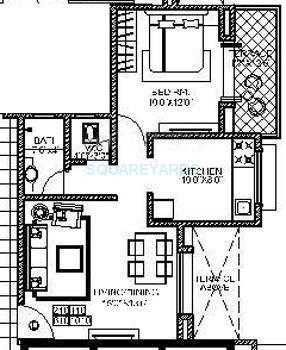 1 BHK 636 Sq. Ft. Apartment