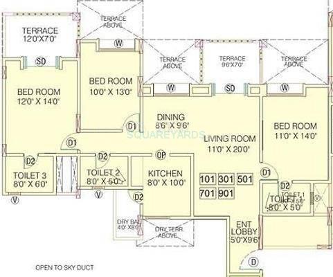 3 BHK 1489 Sq. Ft. Apartment