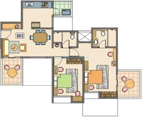 2 BHK 1000 Sq. Ft. Apartment