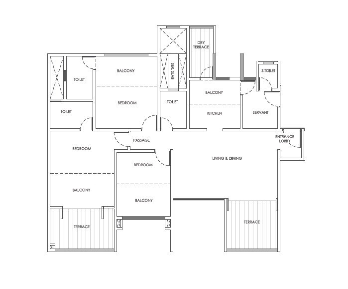 Floor plan of 2 BHK 641 Sq. Ft. Apartment in Brahma F Residences, Pune