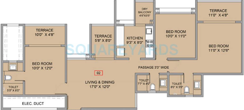 Other, brahma-f-residences 3 Bedroom 1325 Sq.Ft. Apartment In Kalyani Nagar Pune 8905055