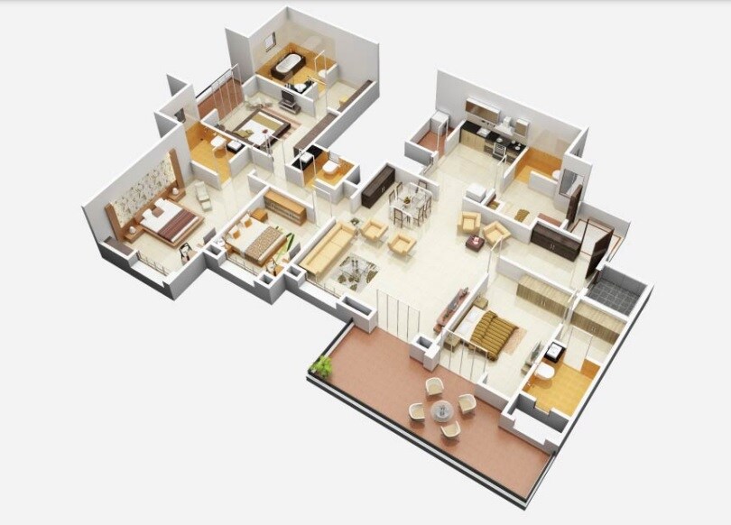 Floor plan of 5 BHK 2881 Sq. Ft. Apartment in Brahma Suncity, Pune