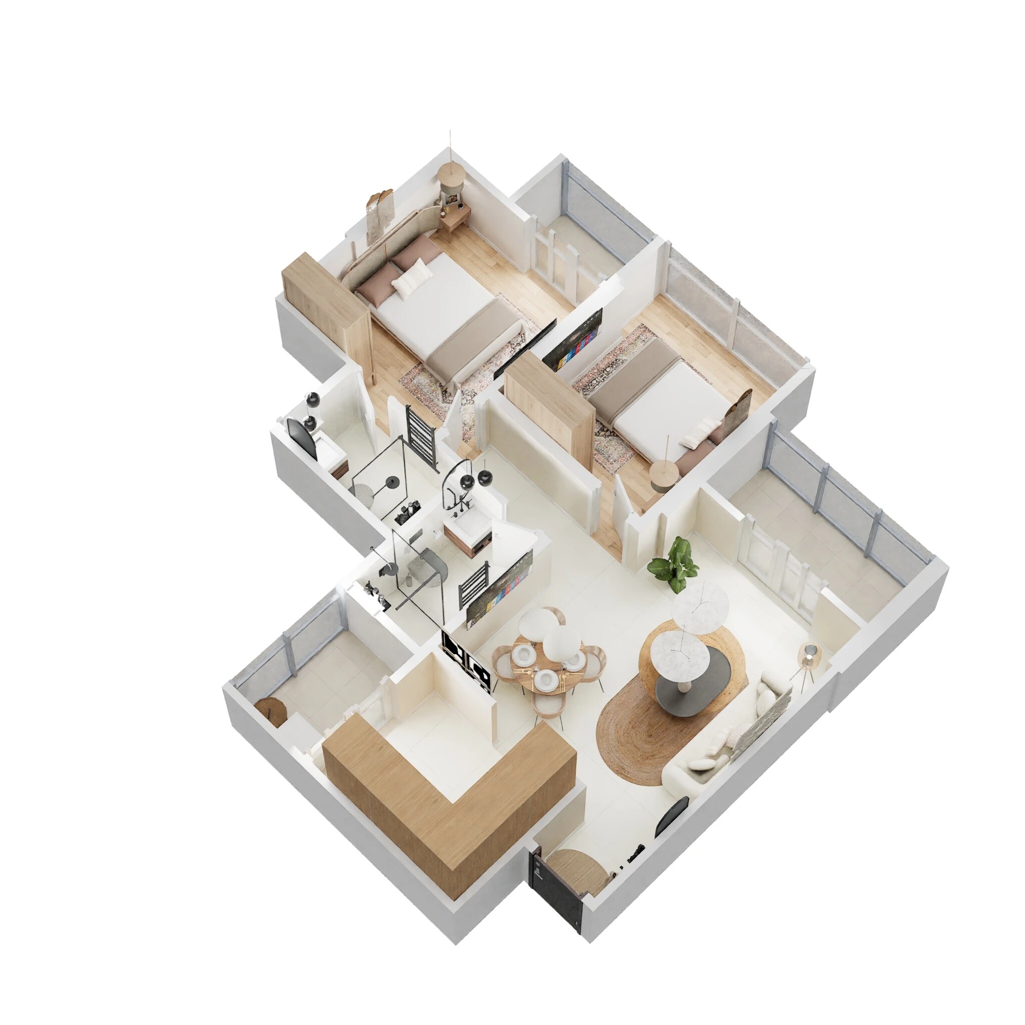 Floor plan of 2 BHK 1110 Sq. Ft. Apartment in Bramha Hues Of Sky, Pune