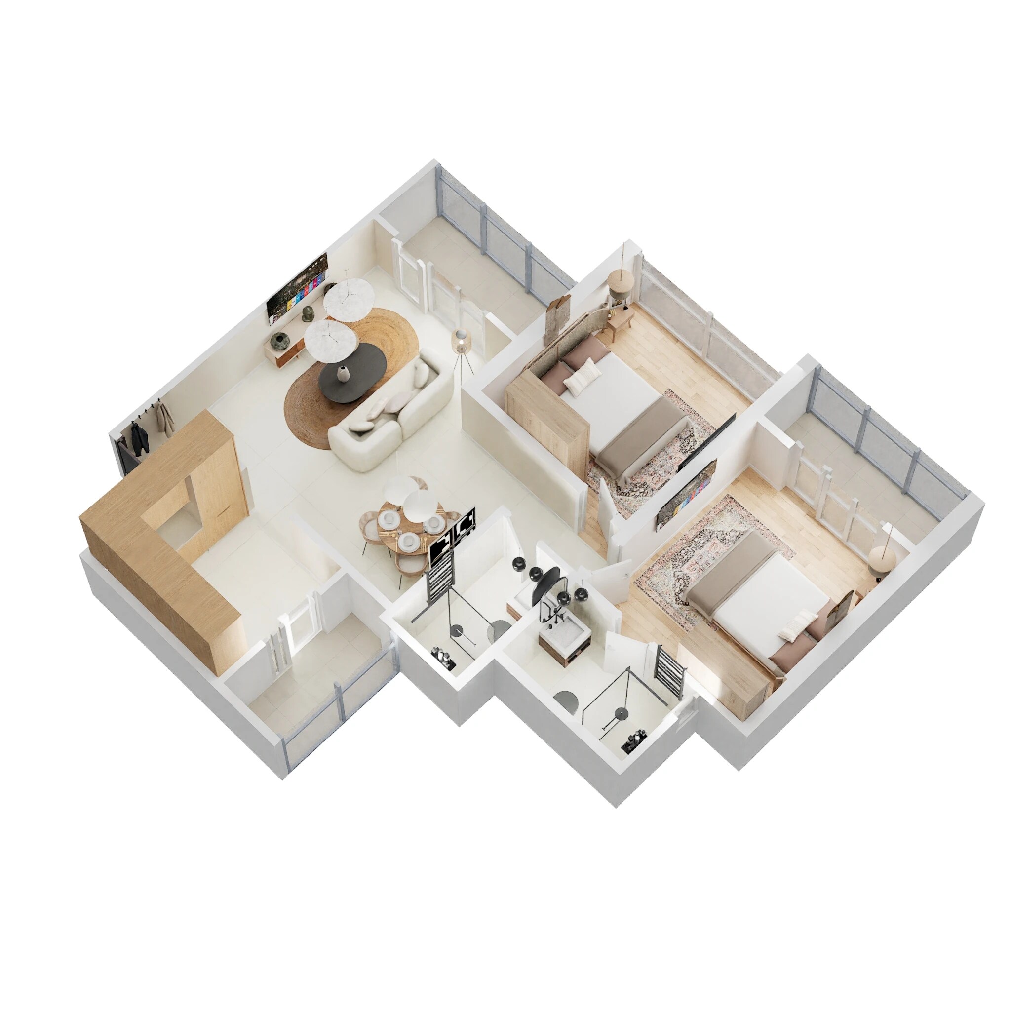 Floor plan of 2 BHK 700 Sq. Ft. Apartment in Bramha Hues Of Sky, Pune