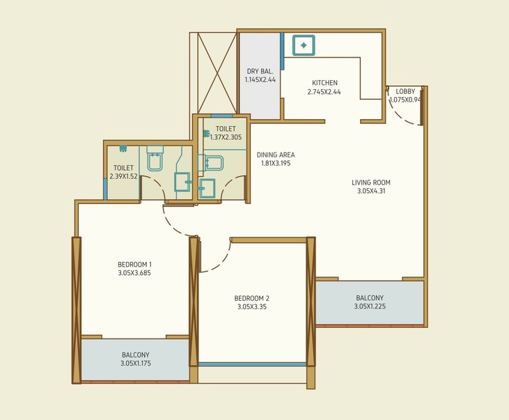 2 BHK 712 Sq. Ft. Apartment in Bramha Hues Of Sky