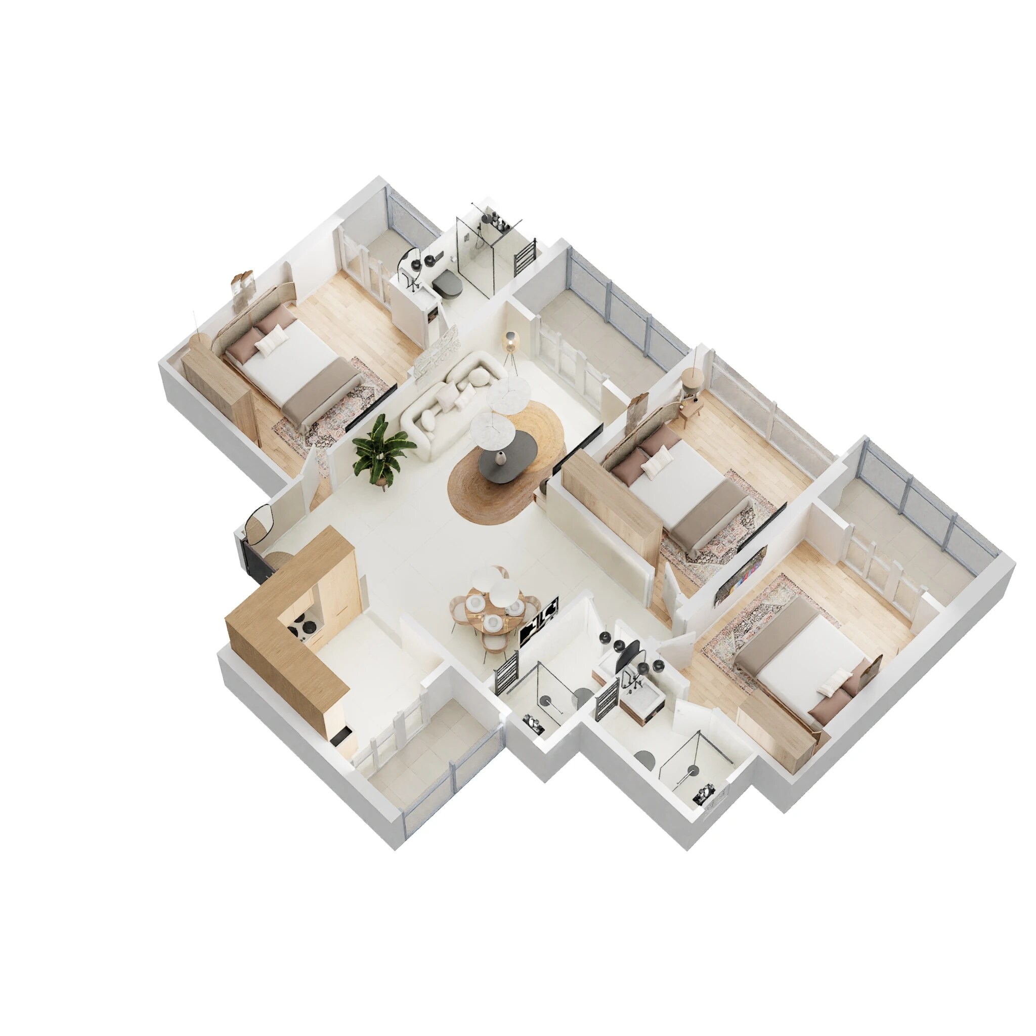 Floor plan of 3 BHK 1243 Sq. Ft. Apartment in Bramha Hues Of Sky, Pune