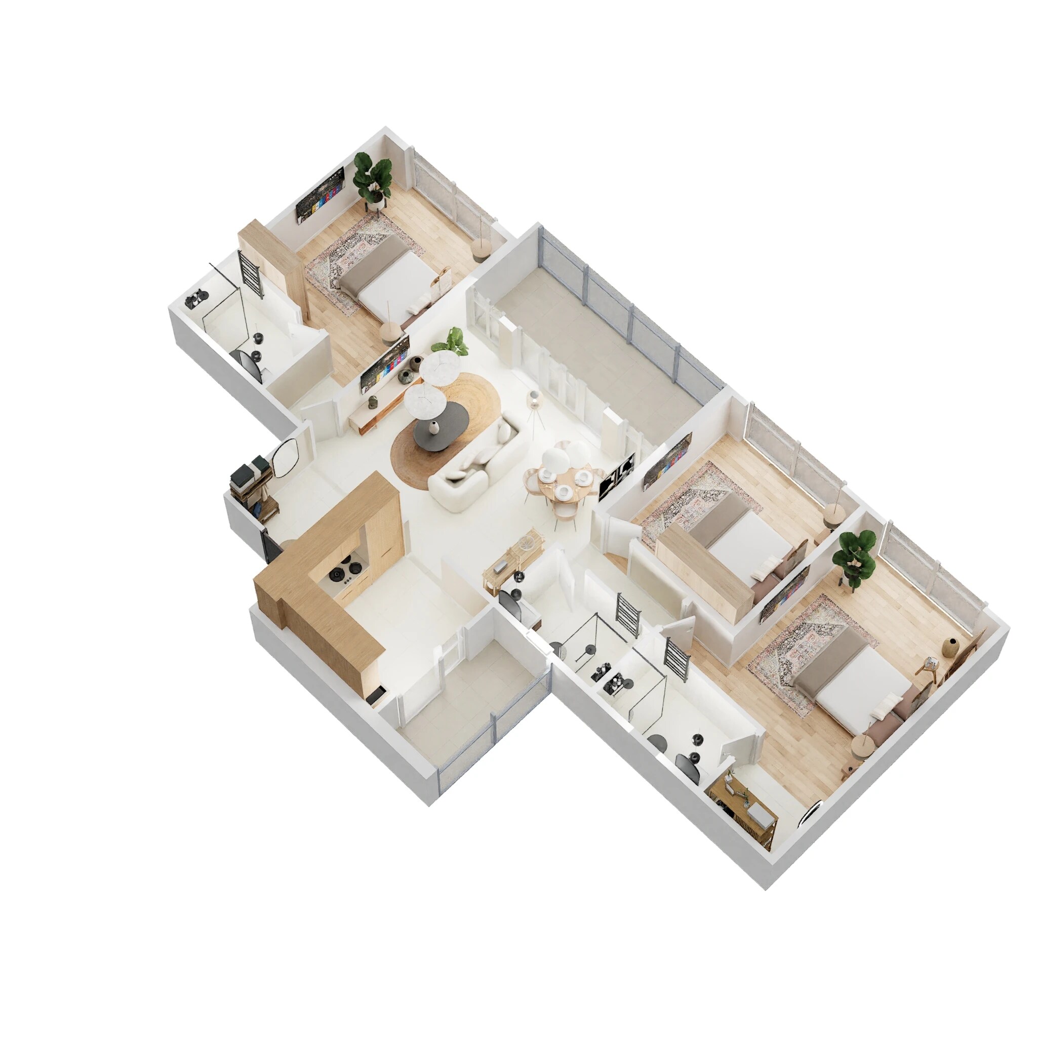 Floor plan of 3 BHK 1612 Sq. Ft. Apartment in Bramha Hues Of Sky, Pune