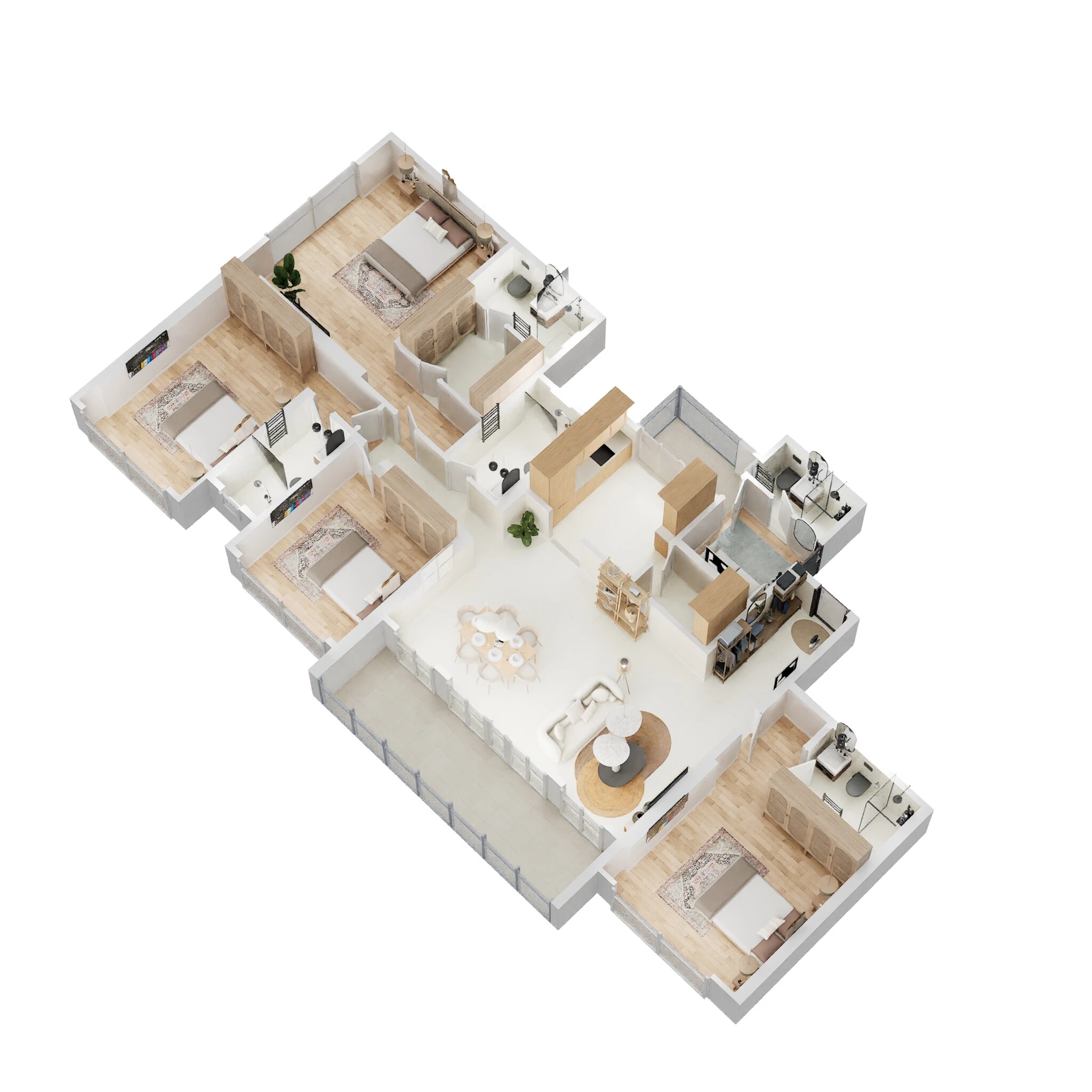 Floor plan of 4 BHK 1901 Sq. Ft. Apartment in Bramha Hues Of Sky, Pune