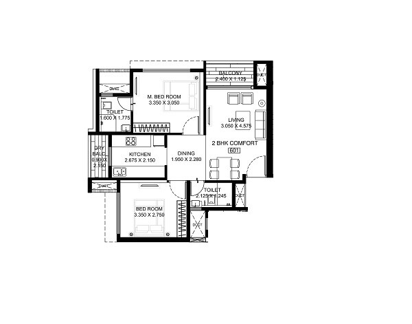 2 BHK 483 Sq. Ft. Apartment