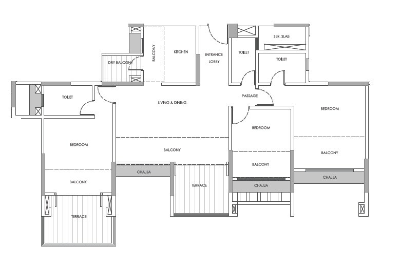 Floor plan of 3 BHK 698 Sq. Ft. Apartment in Bramhacorp F Residences, Pune